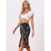 imageAllegra K Womens Hawaiian Skirts Summer Beach Ruched Split Thigh Tropical SkirtBlacks