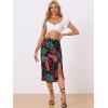 imageAllegra K Womens Hawaiian Skirts Summer Beach Ruched Split Thigh Tropical SkirtBlacks