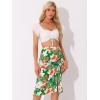 imageAllegra K Womens Hawaiian Skirts Summer Beach Ruched Split Thigh Tropical SkirtGreen