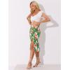 imageAllegra K Womens Hawaiian Skirts Summer Beach Ruched Split Thigh Tropical SkirtGreen