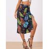 imageAllegra K Womens Hawaiian Skirts Summer Beach Ruched Split Thigh Tropical SkirtNavy Blue