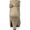 imageAllegra K Womens Low Platform Side Zip Buckle Chunky High Heel Ankle BootiesNude