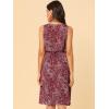 imageAllegra K Womens Midi Floral Dresses Summer Casual Wedding Guest Sleeveless DressBurgundy