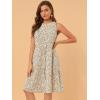 imageAllegra K Womens Midi Floral Dresses Summer Casual Wedding Guest Sleeveless DressWhite Beige