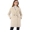 imageAllegra K Womens Notched Lapel Double Breasted Raglan Winter CoatsCream White