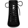 imageAllegra K Womens Peep Toe Chunky Heel Lace Up Slingback Dressy BootiesBlack