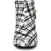 imageAllegra K Womens Plaid Pointed Toe Chunky Heels Ankle BootsWhite Black