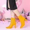 imageAllegra K Womens Printed Pointed Toe Chunky Heels Ankle BootsYellow