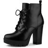 imageAllegra K Womens Round Toe Chunky Heel Lace Up Platform BootsBlack