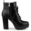 imageAllegra K Womens Round Toe Chunky Heel Lace Up Platform BootsBlack