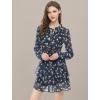 imageAllegra K Womens Ruffled Floral Smocked Waist Layered Tiered Chiffon DressDark Blue