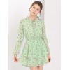 imageAllegra K Womens Ruffled Floral Smocked Waist Layered Tiered Chiffon DressGreen