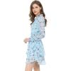 imageAllegra K Womens Ruffled Floral Smocked Waist Layered Tiered Chiffon DressLight Blue