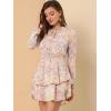 imageAllegra K Womens Ruffled Floral Smocked Waist Layered Tiered Chiffon DressPink Yellow