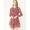 imageAllegra K Womens Ruffled Floral Smocked Waist Layered Tiered Chiffon DressWine Red