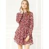 imageAllegra K Womens Ruffled Floral Smocked Waist Layered Tiered Chiffon DressWine Red