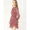 imageAllegra K Womens Ruffled Floral Smocked Waist Layered Tiered Chiffon DressWine Red