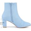 imageAllegra K Womens Side Zip Chunky Heels Ankle BootsSky Blue