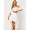 imageAllegra K Womens Two Piece Outfits Off Shoulder Crop Top and High Low Skirt SetWhite