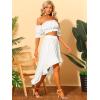 imageAllegra K Womens Two Piece Outfits Off Shoulder Crop Top and High Low Skirt SetWhite