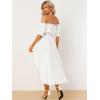 imageAllegra K Womens Two Piece Outfits Off Shoulder Crop Top and High Low Skirt SetWhite