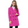 imageAllegra K Womens Winter Coat Elegant Notched Lapel Double Breasted Trench CoatFuchsia