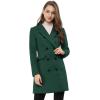 imageAllegra K Womens Winter Coat Elegant Notched Lapel Double Breasted Trench CoatGreen