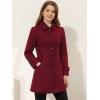 imageAllegra K Womens Winter Outerwear Overcoat Peter Pan Collar Midthigh Aline Single Breasted Pea CoatBurgundy