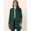 imageAllegra K Womens Winter Overcoat MidLong Stand Collar Single Breasted Coat OuterwearDeep Green