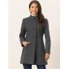 imageAllegra K Womens Winter Overcoat MidLong Stand Collar Single Breasted Coat OuterwearDeep Grey