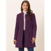 imageAllegra K Womens Winter Overcoat MidLong Stand Collar Single Breasted Coat OuterwearDeep Purple