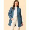 imageAllegra K Womens Winter Overcoat MidLong Stand Collar Single Breasted Coat OuterwearGrey Blue