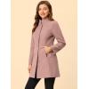 imageAllegra K Womens Winter Overcoat MidLong Stand Collar Single Breasted Coat OuterwearGrey Pink