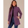 imageAllegra K Womens Winter Overcoat MidLong Stand Collar Single Breasted Coat OuterwearGrey Purple