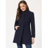 imageAllegra K Womens Winter Overcoat MidLong Stand Collar Single Breasted Coat OuterwearNavy Blue