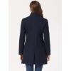 imageAllegra K Womens Winter Overcoat MidLong Stand Collar Single Breasted Coat OuterwearNavy Blue