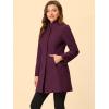 imageAllegra K Womens Winter Overcoat MidLong Stand Collar Single Breasted Coat OuterwearPurplish Red