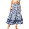 imageAllegra K Boho Skirt for Womens Casual Peasant Floral Bohemian Tassels Elastic Waist Maxi SkirtsBlue