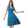 imageAllegra K Boho Sleeveless Dress for Womens Lace Trim Beach Tiered V Neck Midi SundressBlue