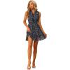imageAllegra K Floral Dresses for Womens Sleeveless V Neck Sleeveless Smocked Waist Ruffle Mini DressNavy Blue