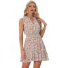imageAllegra K Floral Dresses for Womens Sleeveless V Neck Sleeveless Smocked Waist Ruffle Mini DressPink