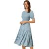 imageAllegra K Peasant Smocked Dress for Womens Short Sleeve Midi Summer Casual Tiered ALine DressBlue