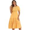imageAllegra K Peasant Smocked Dress for Womens Short Sleeve Midi Summer Casual Tiered ALine DressLight Orange