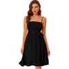 imageAllegra K Summer Boho Dress for Womens Smocked Spaghetti Strap Tie Waist Ruffle Beach Cami DressesBlack