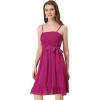 imageAllegra K Summer Boho Dress for Womens Smocked Spaghetti Strap Tie Waist Ruffle Beach Cami DressesFuchsia