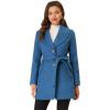 imageAllegra K Womens 2024 Winter Coat Shawl Collar Belted Single Breasted OvercoatsDark Blue Grey