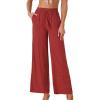 imageAllegra K Womens 2025 Summer Casual Pants Loose High Waist Drawstring Wide Leg Palazzo Trousers with PocketsDark Red