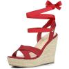 imageAllegra K Womens Espadrille Platform Lace Up Wedges SandalsRed