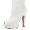 imageAllegra K Womens Glitter Platform Chunky Heeled Open Toe Heel Ankle BootsWhite