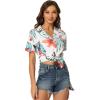 imageAllegra K Womens Hawaiian Shirt Floral Leaves Printed Short Sleeve Top Tropical Button Down Shirt Summer Fashion 2024White a